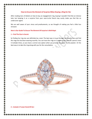 How to Ensure the Element of Surprise When Buying a Ring for Her