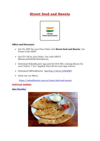 5% OFF - Street food and Sweets - Indian restaurant in parramatta, NSW