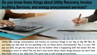 Do you know these things about Utility Recovery and Invoice Auditing Services?