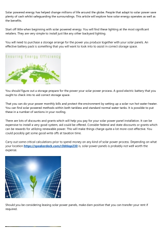 About Solar Energy And The Way It Assist You