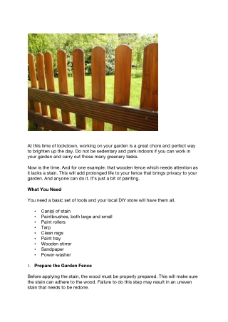 How to Renew Your Garden Fence With Stain