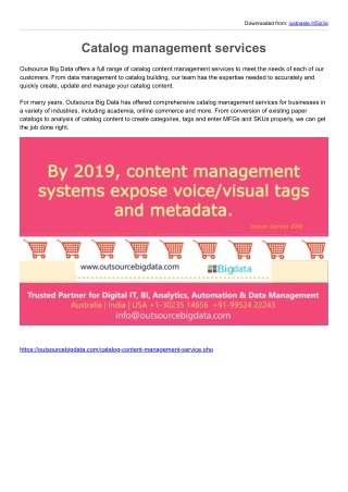 Catalog management services from outsourcebigdata