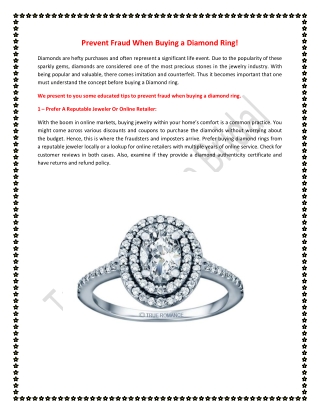 Prevent Fraud When Buying a Diamond Ring!