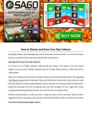 How to Choose and Store Your Pipe Tobacco