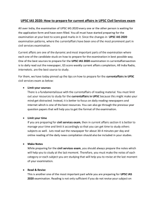 UPSC IAS 2020: How to prepare for current affairs in UPSC Civil Services exam