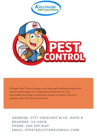 Exterminator Roanoke VA | Killinger Pest Solutions