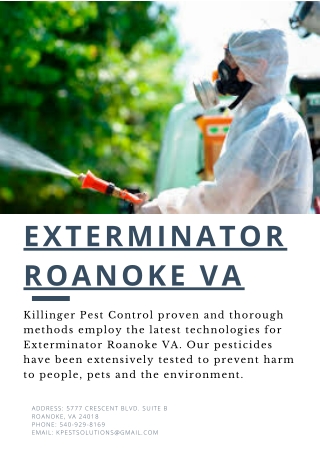 Exterminator Roanoke VA | Killinger Pest Solutions