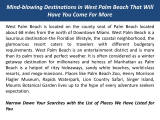 Mind-blowing Destinations in West Palm Beach That Will Have You Come For More