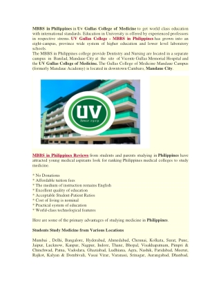 MBBS in Philippines UV Gullas Medical College