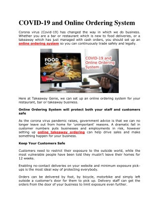 COVID-19 and Online Ordering System