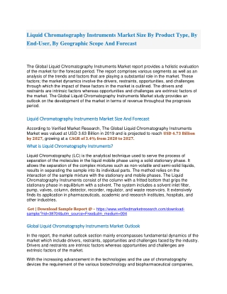 Liquid Chromatography Instruments Market Size By Product Type, By End-User, By Geographic Scope And Forecast