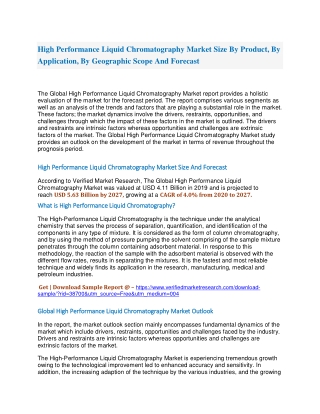 High Performance Liquid Chromatography Market Size By Product, By Application, By Geographic Scope And Forecast