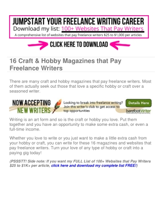 16 Craft & Hobby Magazines that Pay Freelance Writers