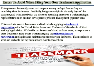 Errors To Avoid When Filing Your Own Trademark Application