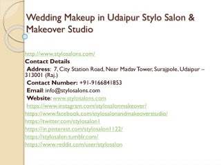 Wedding Makeup in Udaipur Stylo Salon & Makeover Studio