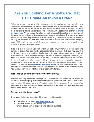 Are You Looking For A Software That Can Create An Invoice Free?