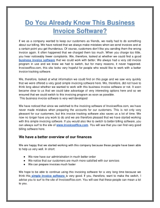 Do You Already Know This Business Invoice Software?