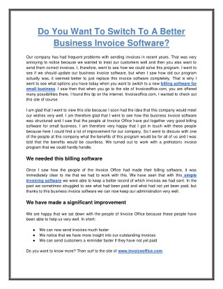 Do You Want To Switch To A Better Business Invoice Software?