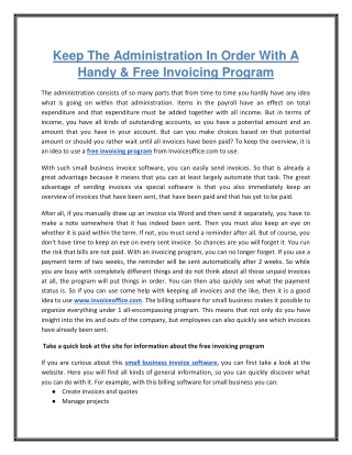 Keep The Administration In Order With A Handy & Free Invoicing Program