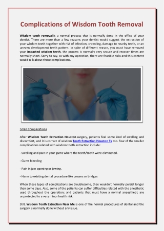 Complications of Wisdom Tooth Removal