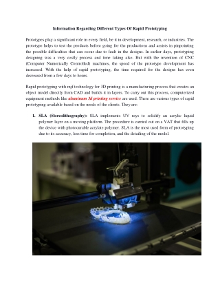 Information Regarding Different Types Of Rapid Prototyping