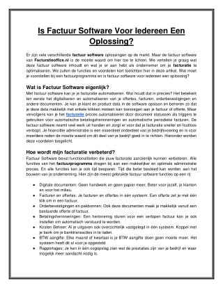 Is Factuur Software Voor Iedereen Een Oplossing?