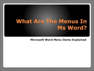 What Are The Menus In Ms Word?