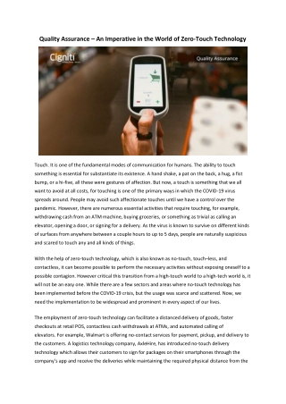 Quality assurance – An imperative in the world of zero-touch technology
