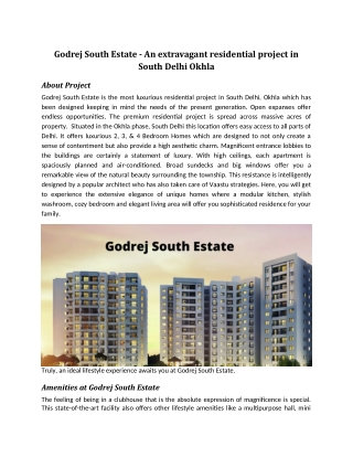 Godrej South Estate - An extravagant residential project in South Delhi Okhla!!