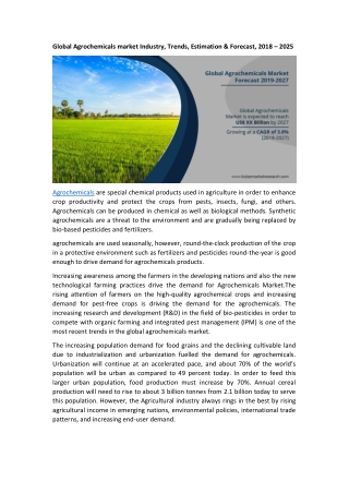 Global Agrochemicals market Industry, Trends, Estimation & Forecast, 2018 – 2025