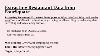 Extracting Restaurant Data from FourSquare