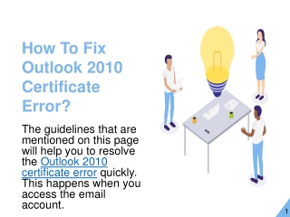 How To Fix Outlook 2010 Certificate Error?