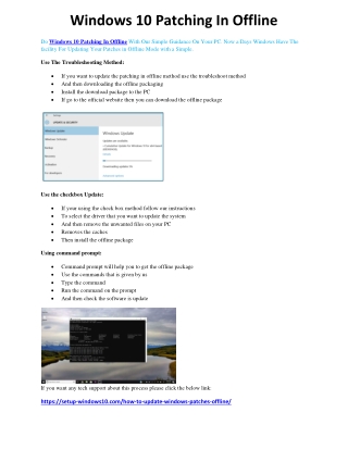 Windows 10 Offline Patching