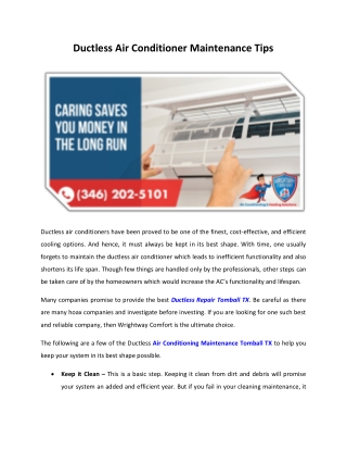 Ductless Air Conditioner Maintenance Tips