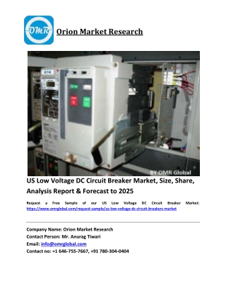 US Low Voltage DC Circuit Breaker Market Growth, Size, Share, Industry Report and Forecast 2019-2025