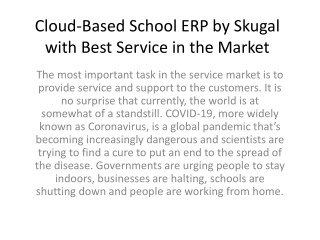 Cloud-Based School ERP by Skugal with Best Service in the Market