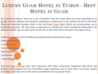 Luxury Guam Hotel in Tumon - Best Hotel in Guam