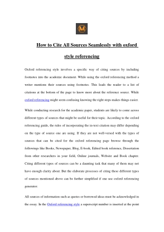 How to Cite All Sources Seamlessly with oxford style referencing-converted