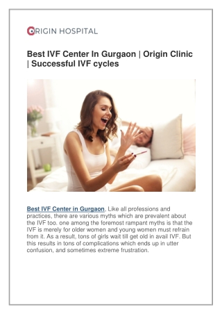 Best IVF Center In Gurgaon | Origin Clinic | Successful IVF cycles