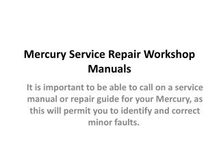 Mercury Service Repair Workshop Manuals