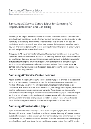 Samsung ac Service in jaipur