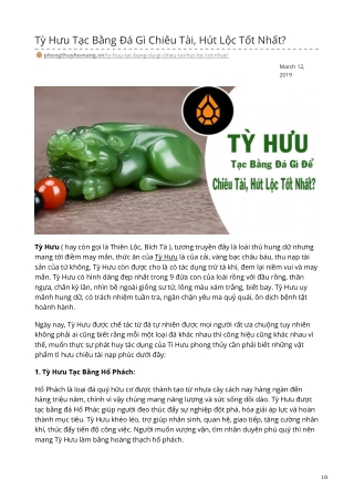 Tỳ Hưu Tạc Bằng Đá Gì Chiêu Tài, Hút Lộc Tốt Nhất?