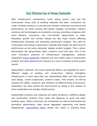 Cost-Effectiveness of Using Geotextiles in Flexible Pavements – Winfab