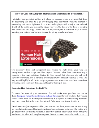 How to Care for European Human Hair Extensions in Boca Raton?