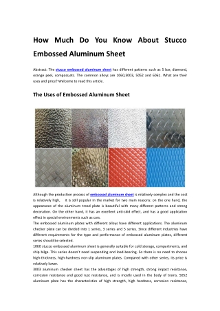 How Much Do You Know About Stucco Embossed Aluminum Sheet