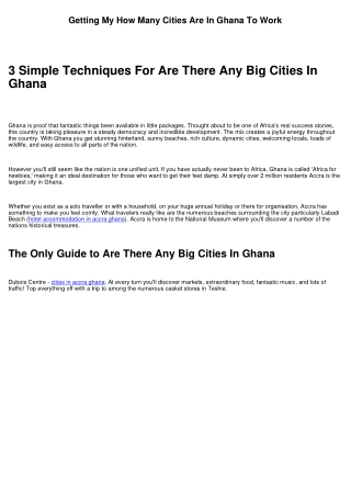 How Many Cities In Ghana Fundamentals Explained