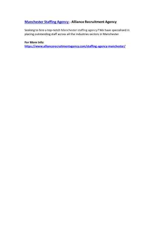 Manchester Staffing Agency - Alliance Recruitment Agency