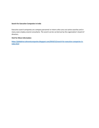 Search for Executive Companies In India
