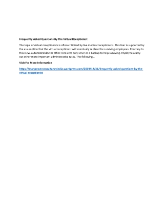 Frequently Asked Questions By The Virtual Receptionist