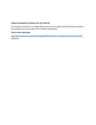 Software Development Company From The Inside Out